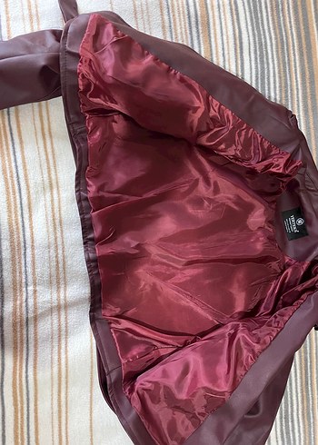 Bordo Deri Kadın Ceket - Görsel 3