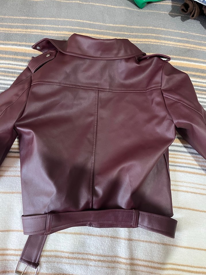 Bordo Deri Kadın Ceket - Görsel 4