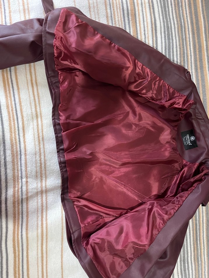 Bordo Deri Kadın Ceket - Görsel 3