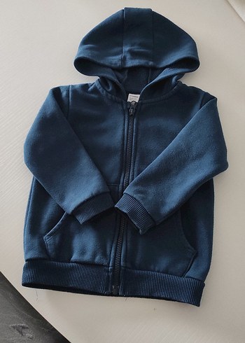 Erkek Çocuk Lacivert Kapüşonlu Fermuarlı Sweatshirt 18-24 ay - Görsel 2