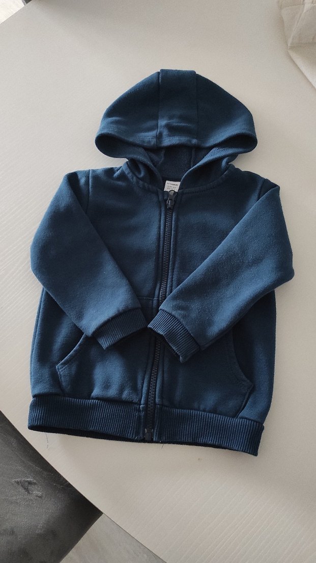Erkek Çocuk Lacivert Kapüşonlu Fermuarlı Sweatshirt 18-24 ay - Görsel 2