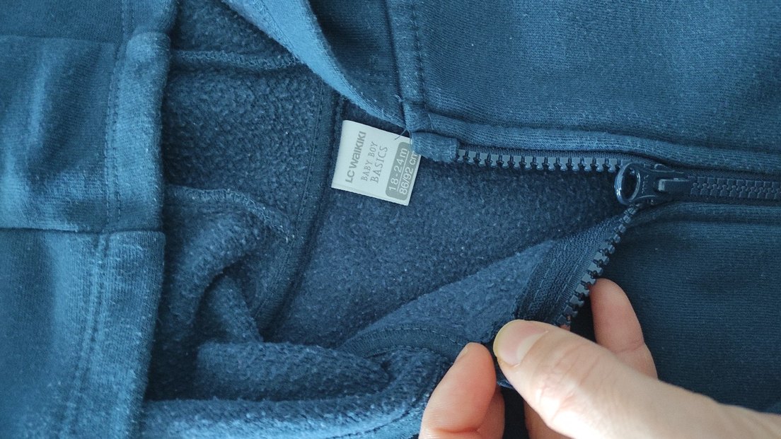 Erkek Çocuk Lacivert Kapüşonlu Fermuarlı Sweatshirt 18-24 ay - Görsel 3