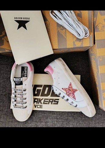 36 Beden pembe Renk Golden Goose Pembe Baskılı Kadın Spor Ayakkabı