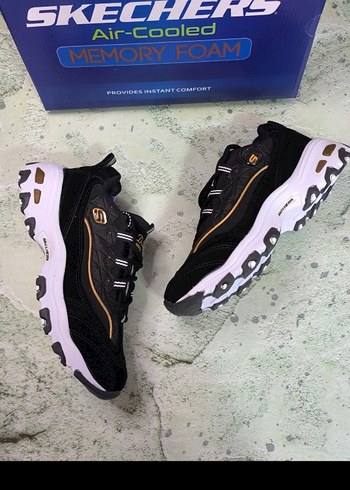 38 Beden siyah Renk Skechers Siyah Bağcıklı Spor Ayakkabı
