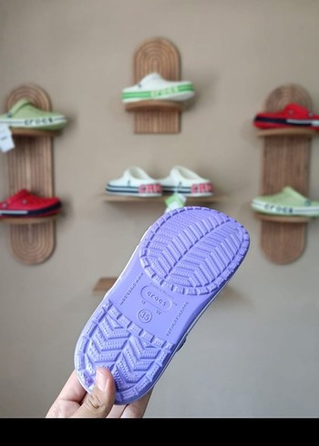 30 Beden mor Renk Crocs Mor Çocuk Terlik Velcro Bantlı