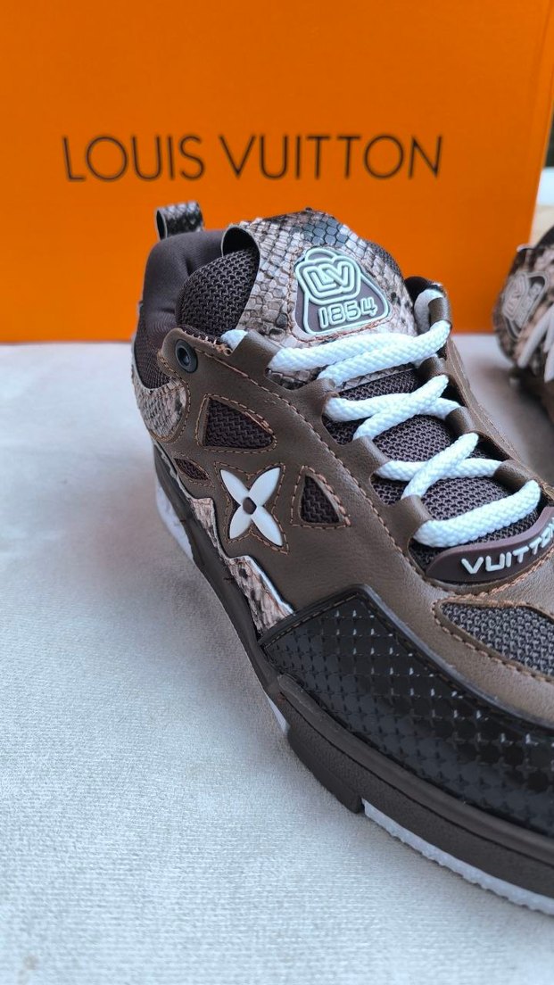 Louis Vuitton Kahverengi Yılan Desenli Sneakers - Görsel 4