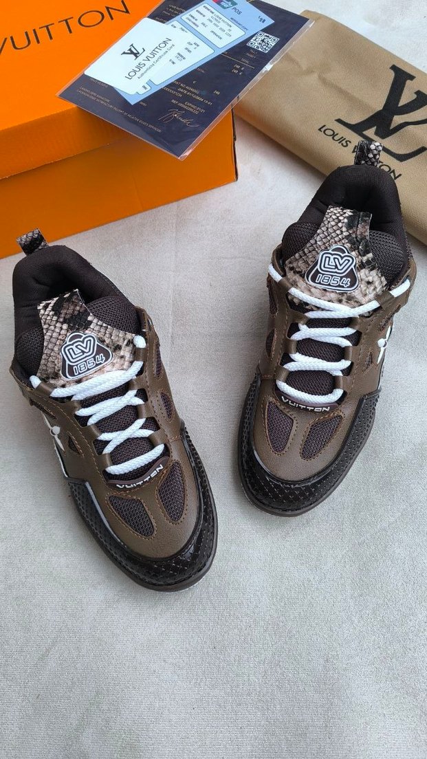 Louis Vuitton Kahverengi Yılan Desenli Sneakers - Görsel 5