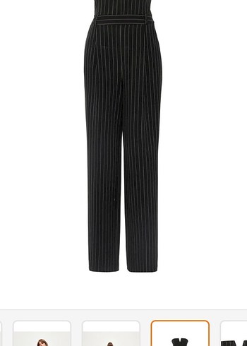 Kadın Siyah Çizgili Askısız Uzun Tulum - Görsel 4