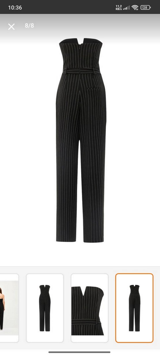 Kadın Siyah Çizgili Askısız Uzun Tulum - Görsel 3