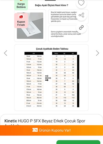 Kinetix Kinetix Beyaz Erkek Çocuk Spor Ayakkabı