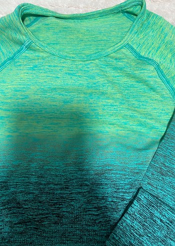s Beden turkuaz Renk Kadın Turkuaz Uzun Kollu Tie-Dye Örme Sweatshirt