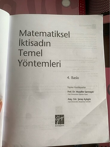 Beden Renk MATEMATİKSEL İKTİSADIN TEMEL YÖNTEMLERİ