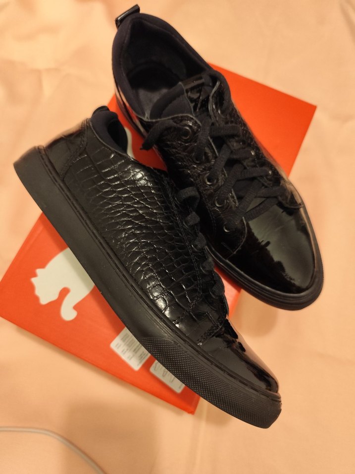 Hotiç siyah gerçek deri rugan ayakkabı - Görsel 2