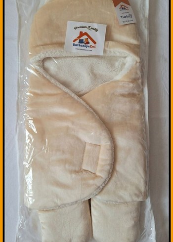 Krem Renkli Bebek Battaniyesi Kulaklı Kapüşonlu - Görsel 3