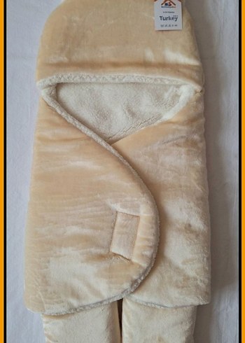 Krem Renkli Bebek Battaniyesi Kulaklı Kapüşonlu - Görsel 2
