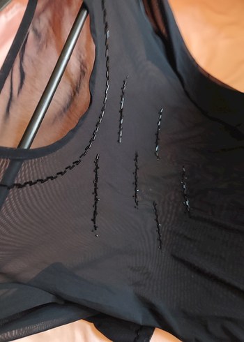 Siyah Düz Desenli transparan bluz - Görsel 2