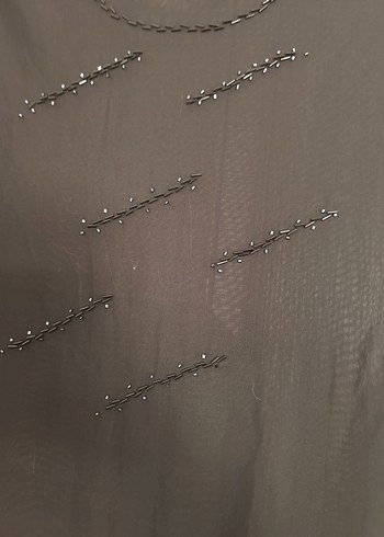 Siyah Düz Desenli transparan bluz - Görsel 4