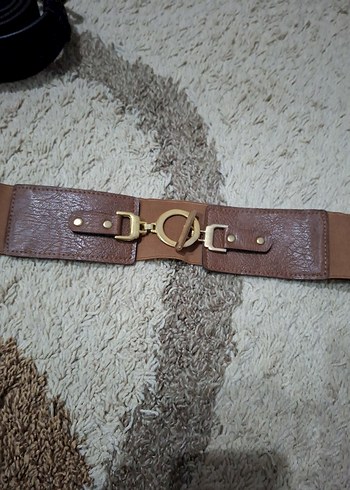 Kahverengi lastikli Bohem Geniş Kemer - Görsel 2