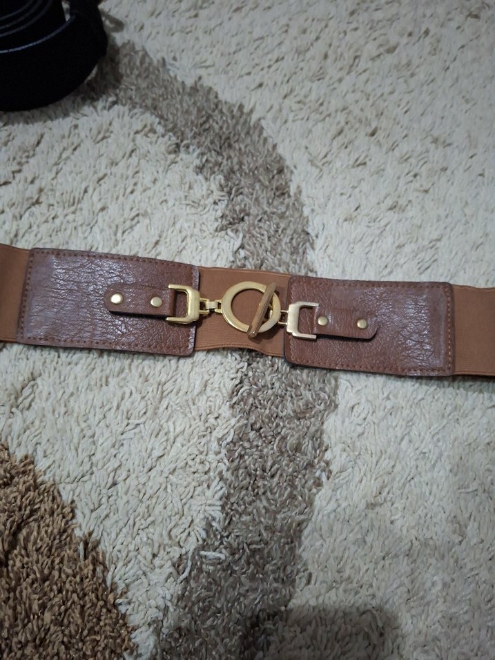 Kahverengi lastikli Bohem Geniş Kemer - Görsel 2