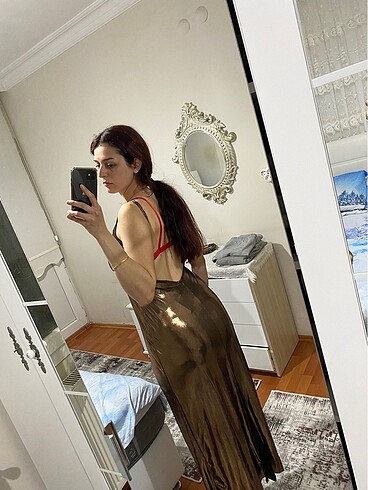 l Beden camel Renk Parlak elbise
