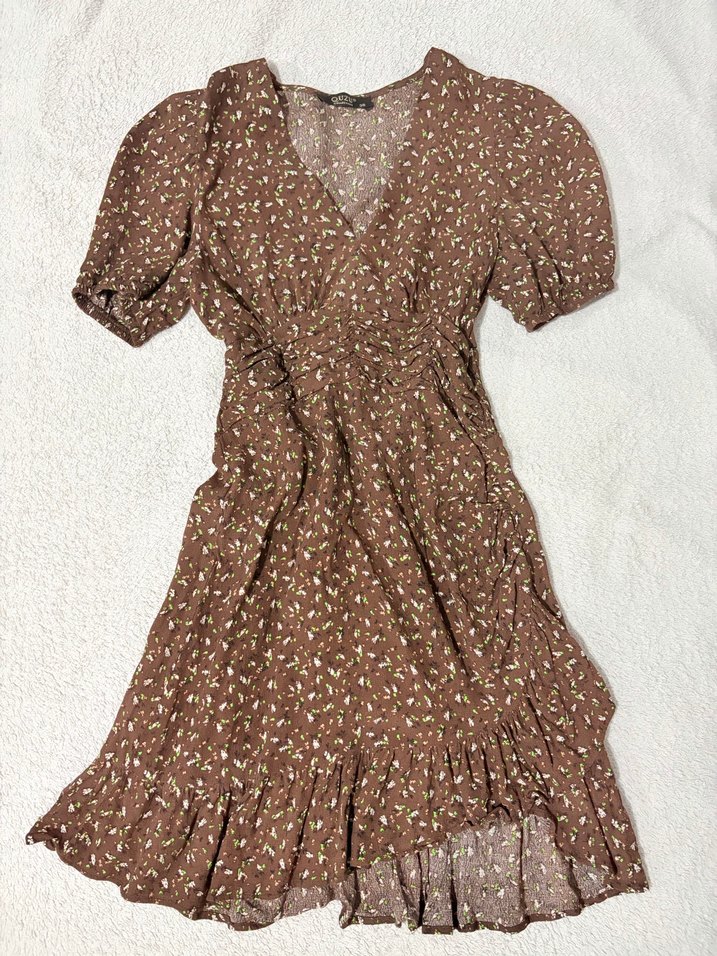 Tatlı, Şık, Bohem Çiçekli Quzu Elbise - Görsel 2