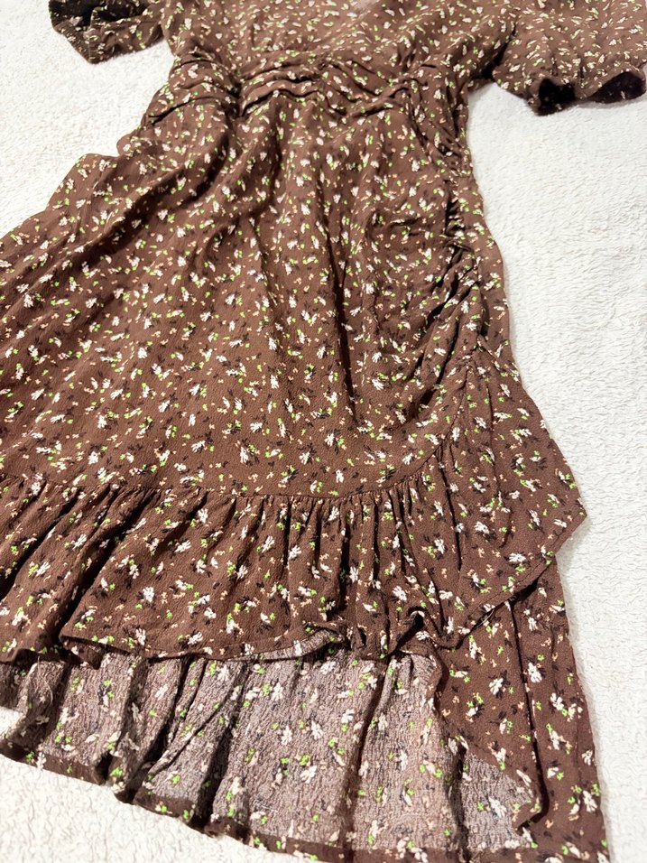 Tatlı, Şık, Bohem Çiçekli Quzu Elbise - Görsel 4