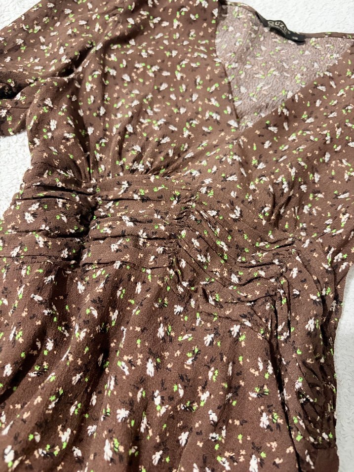 Tatlı, Şık, Bohem Çiçekli Quzu Elbise - Görsel 5