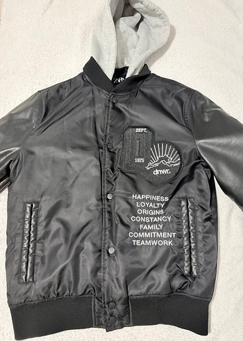 ZARA Kadın Siyah Deri Kollu Kapüşonlu Ceket - Görsel 2