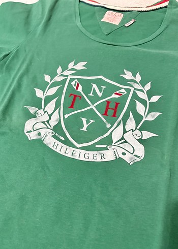 Vintage Tommy Hilfiger Koyu Yeşil Baskılı Kadın Tişört - Görsel 2
