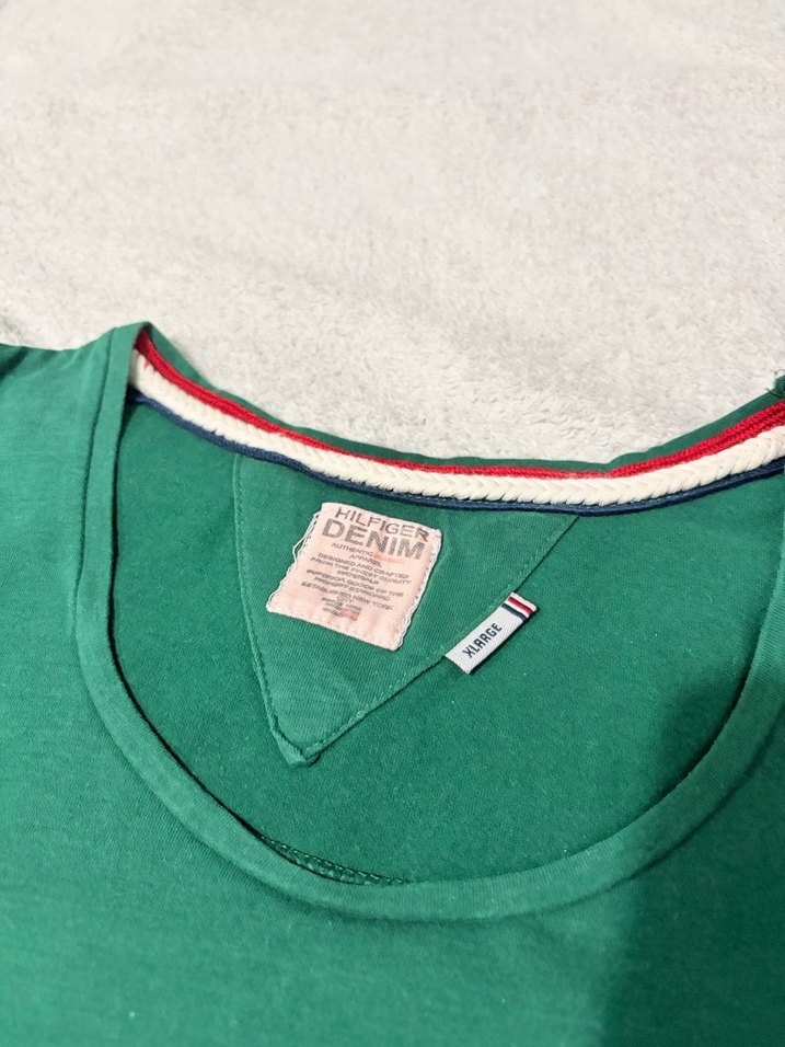 Vintage Tommy Hilfiger Koyu Yeşil Baskılı Kadın Tişört - Görsel 4