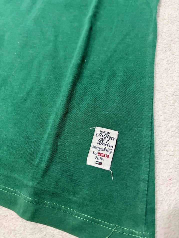 Vintage Tommy Hilfiger Koyu Yeşil Baskılı Kadın Tişört - Görsel 3