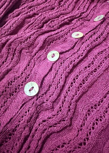 Mor renk düğmeli bluz - Görsel 5