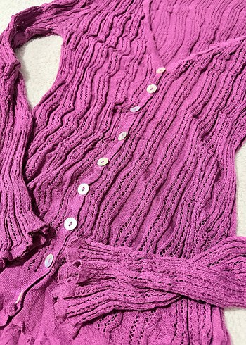 Mor renk düğmeli bluz - Görsel 2