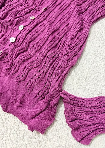 Mor renk düğmeli bluz - Görsel 3