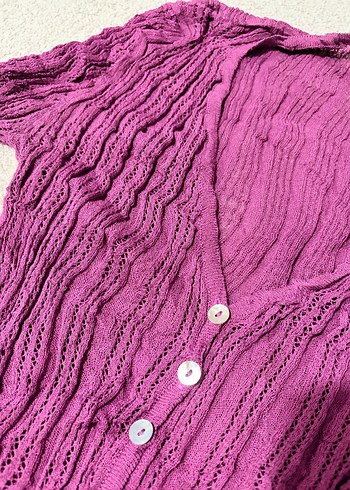 Mor renk düğmeli bluz - Görsel 4