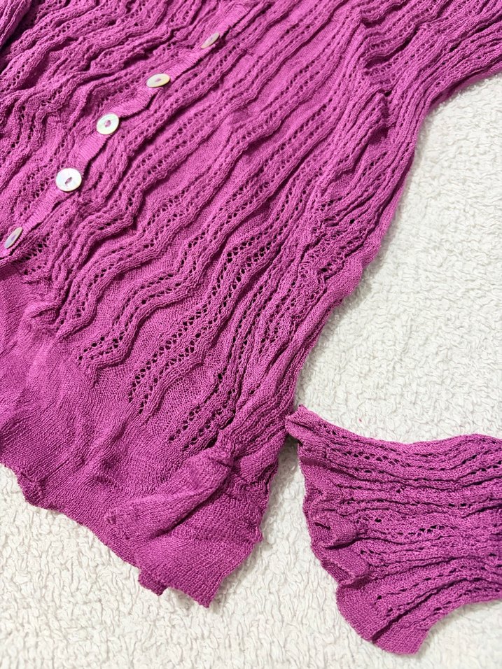 Mor renk düğmeli bluz - Görsel 3