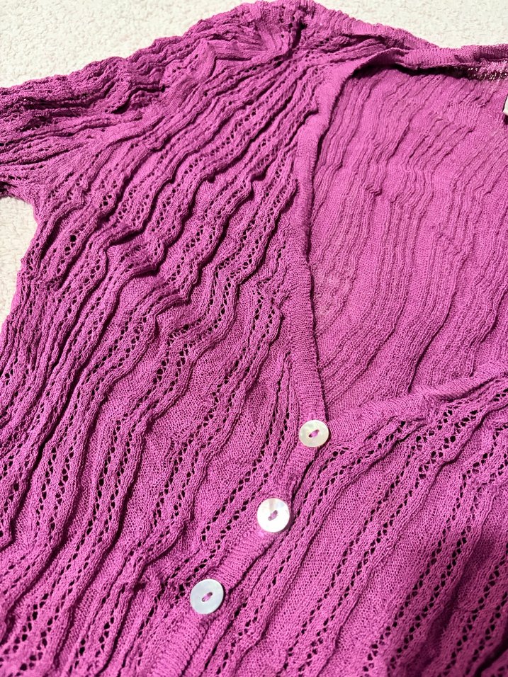 Mor renk düğmeli bluz - Görsel 4