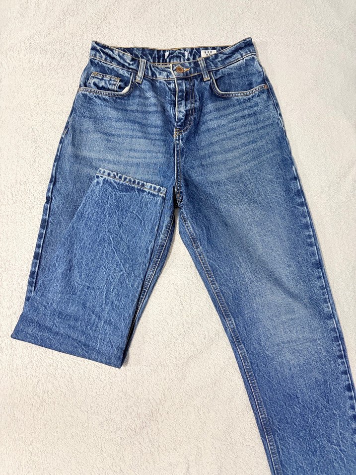 Kadın Mavi Denim Regular Mom Jean - Görsel 3