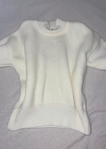 Düğmeli Beyaz Kadın Triko Kazak - Görsel 7