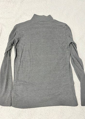 Benetton Antrasit Kadın Boğazlı Triko Kazak - Görsel 5