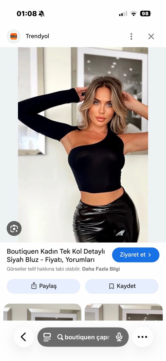 Botique Tek Kollu Siyah Bluz - Görsel 4