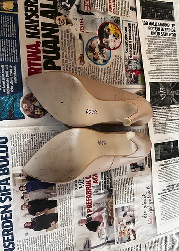 Bej Yüksek Topuklu Stiletto Kadın Ayakkabı - Görsel 4