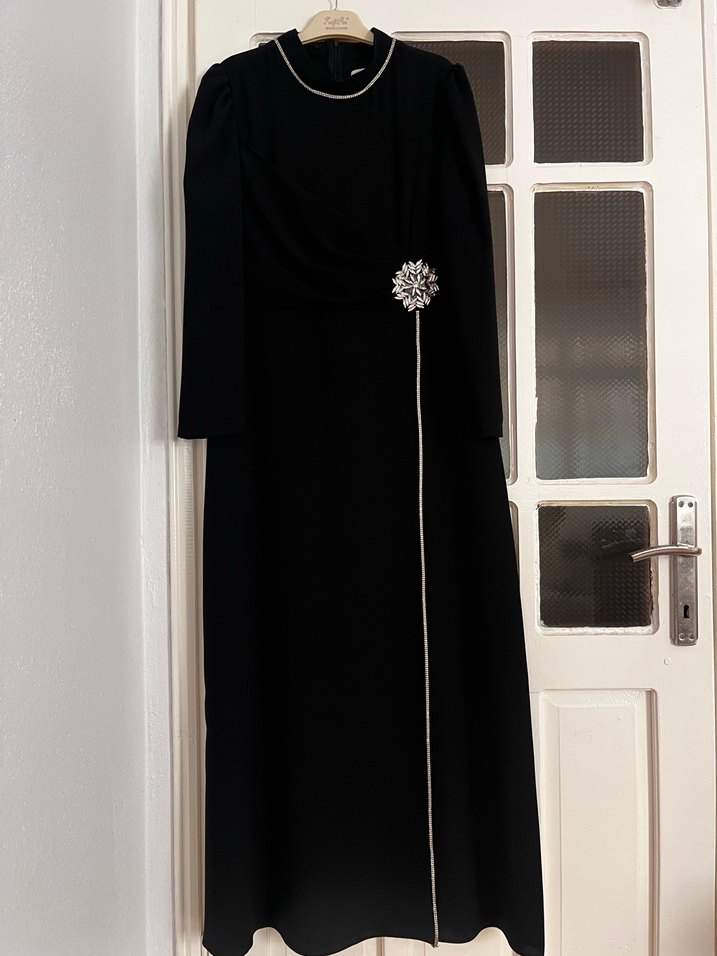 Siyah Uzun Kollu Elbise - Görsel 4