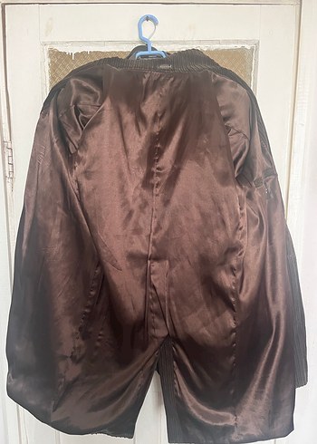 Düğmeli kahverengi kadife Kaban - Görsel 3