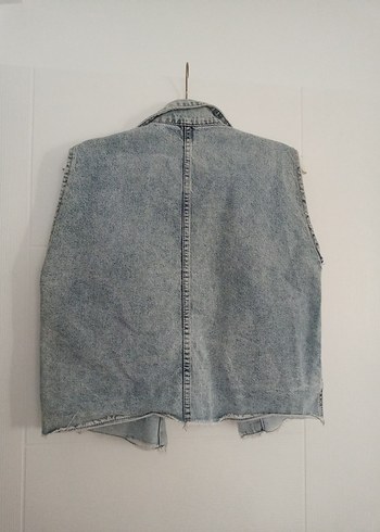 l Beden mavi Renk mavi Düğmeli Kolsuz Denim Ceket