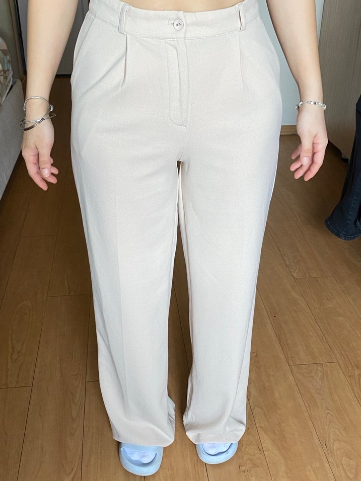 Bej Midi Kadın Kumaş Pantolon - Görsel 2