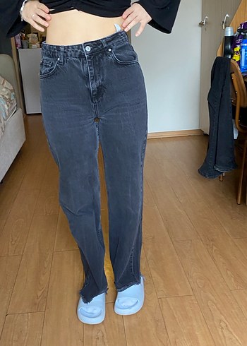 Kadın Siyah Rahat Kesim Denim Pantolon - Görsel 4