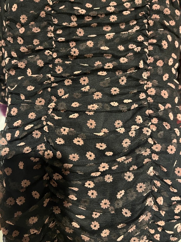 Uzun Kollu, Büzgülü Mini Elbise - Görsel 2