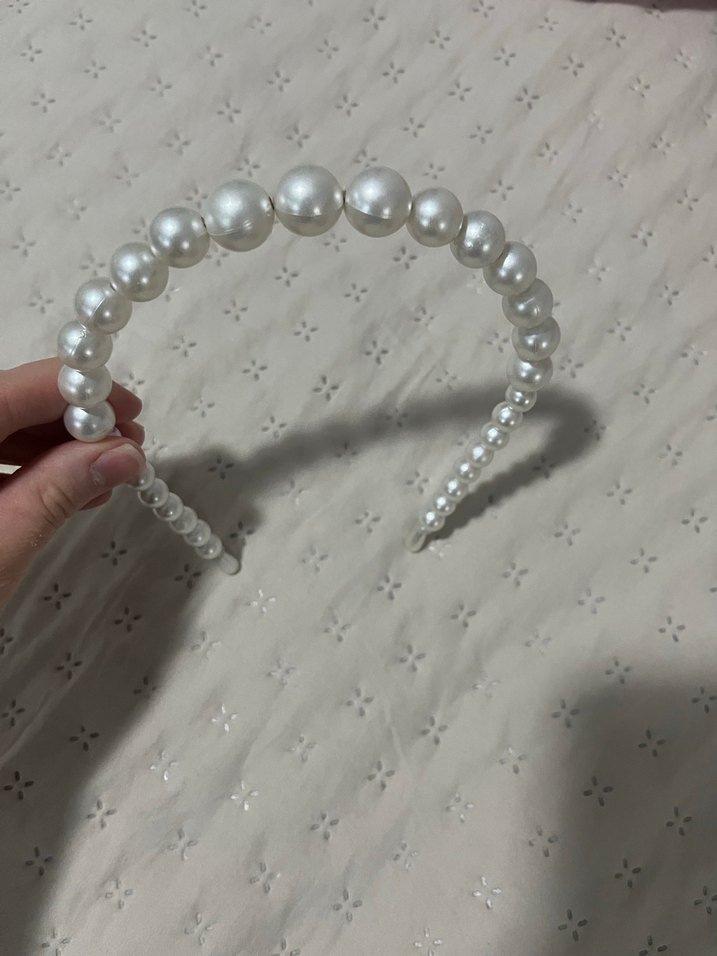 İnci Boncuklu Beyaz Taç - Görsel 2