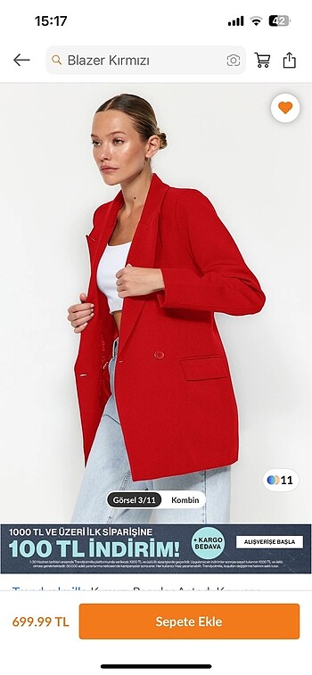 Kırmızı blazer